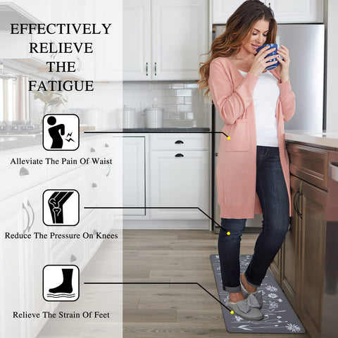 Rempry anti-fatigue mat cushions feet, reducing fatigue during long cooking sessions