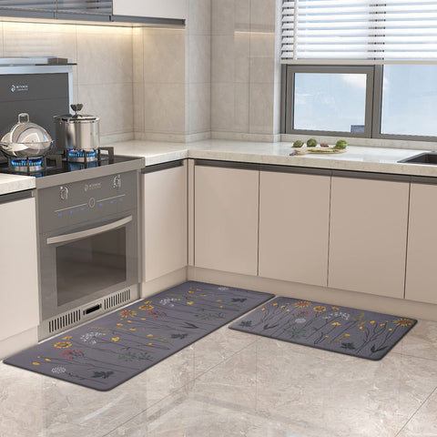 Rempry colorful flowers 29-inch rug adds doorway or sink accent.