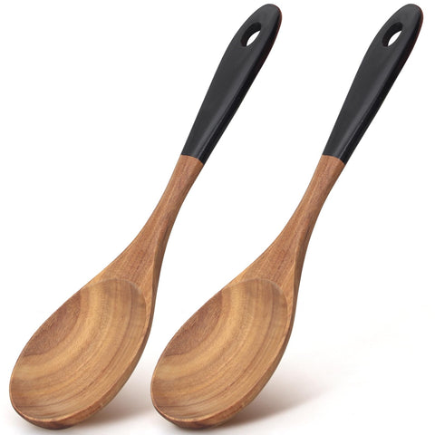 Renawe 2pcs 12-inch wooden spoons for versatile cooking and baking.