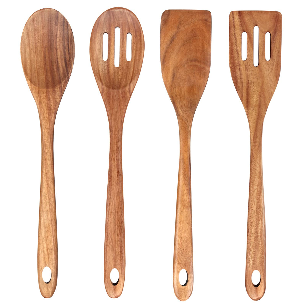 Renawe 14-inch acacia wood spoon for nonstick pans and smooth stirring.