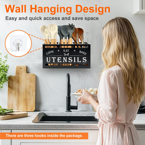 Renawe 3-compartment organizer keeps knives, spatulas, and spoons neatly sorted for quick access.