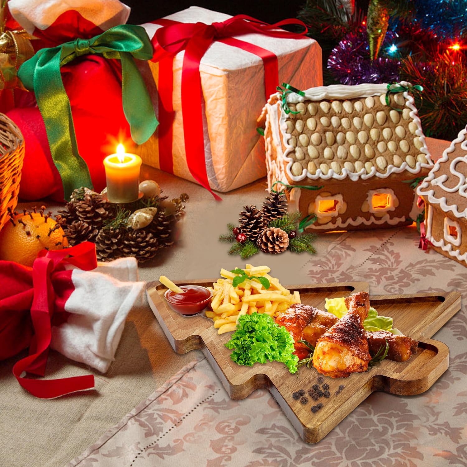 Renawe Acacia Tree Tray 15x12 inch size offers sturdy, versatile serving space