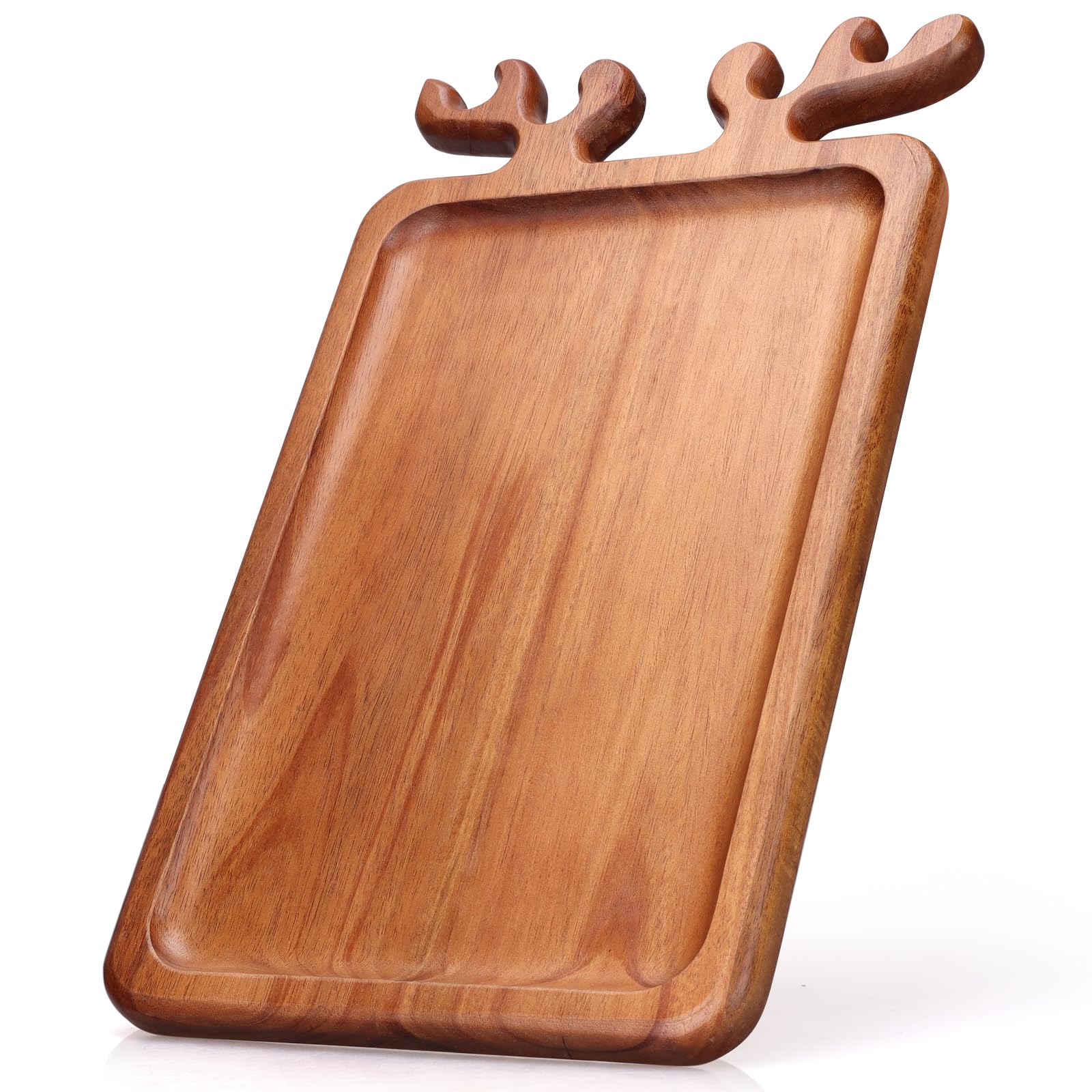 Renawe acacia wood charcuterie board with reindeer design for gatherings.