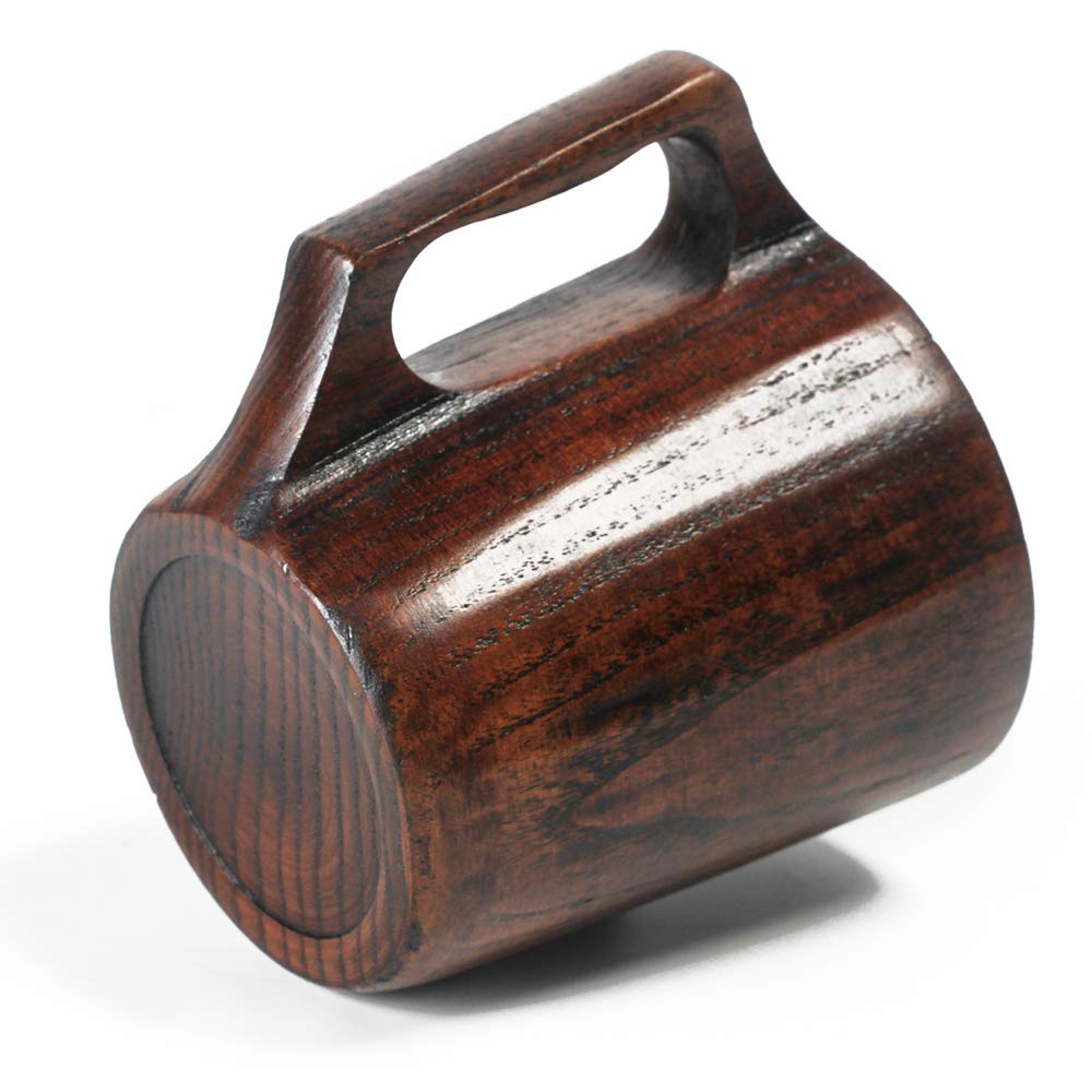 Renawe ergonomic wooden mug emphasizes easy grip for comfortable drinking sessions.