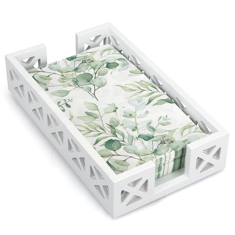 Renawe guest towel holder tray front view adds rustic charm and organization to bathrooms.