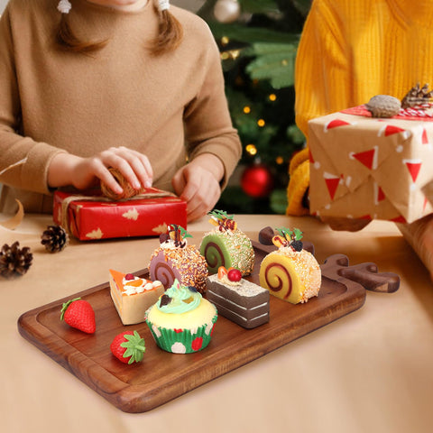 Renawe holiday serving tray decor setup on dining table.