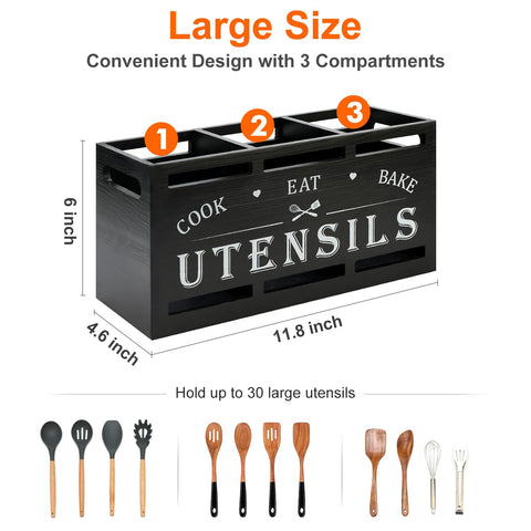 Renawe extra-large organizer frees counter space by storing up to 30 large utensils.