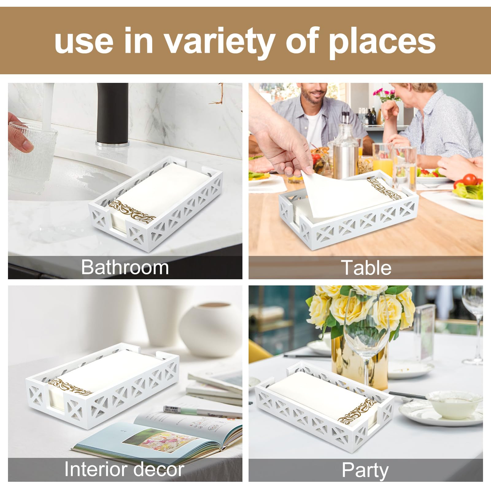 Renawe wooden napkin holder on table demonstrates decorative organization for gatherings.