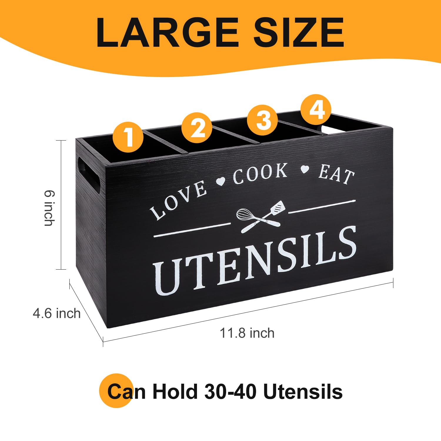 Renawe large capacity holder measures 11-8in long by 4-6in wide and 6in tall.