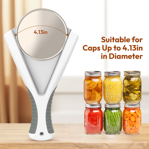 ReneeChef jar opener accommodates wide to small lids on jars and bottles.