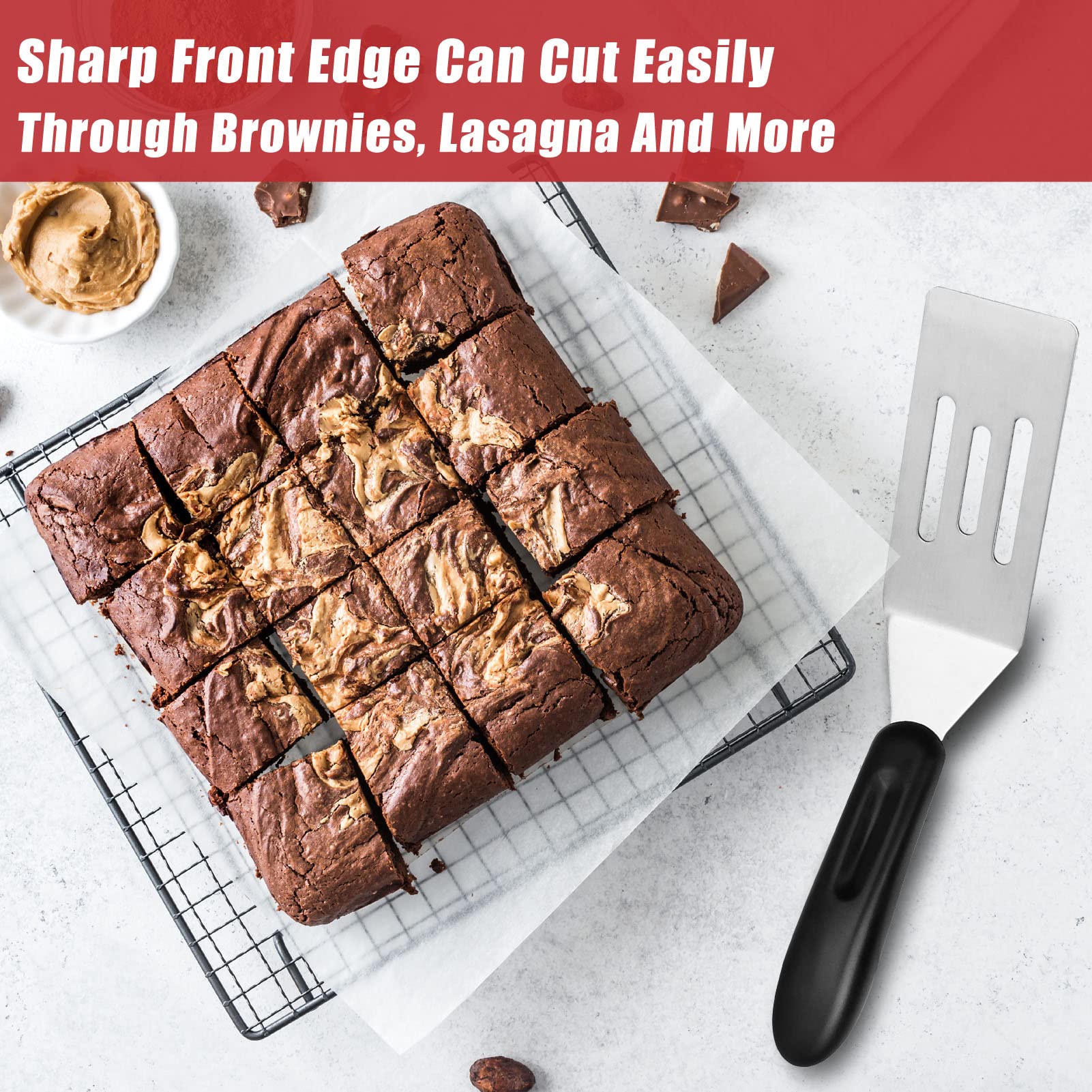 ReneeChef stainless steel blade cuts and serves with ease.
