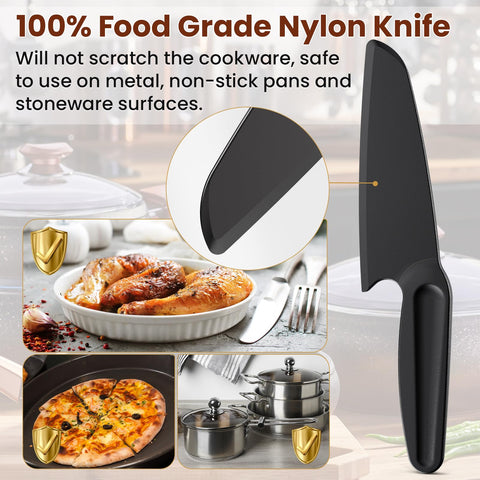 ReneeChef nylon knife cutting directly in a pot for convenience