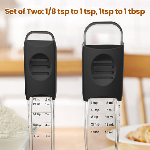 ReneeChef adjustable spoons with sliders for quick 9-in-1 measurements