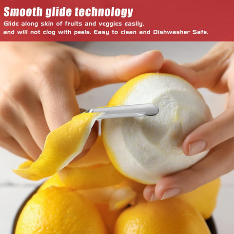 ReneeChef peeler with dual swiveling blades supports left- and right-handed peeling.