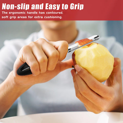 ReneeChef smooth glide design prevents snagging and speeds fruit and vegetable peeling.