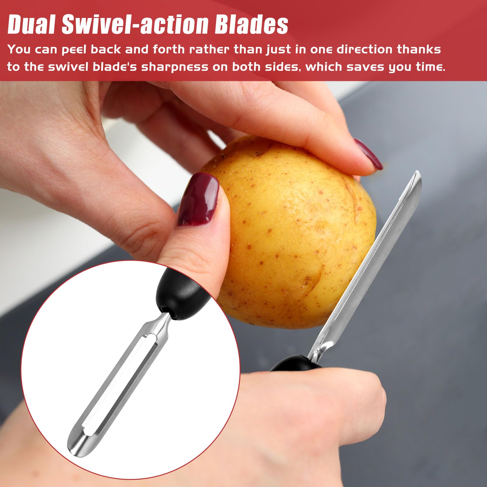 ReneeChef stainless steel blades are durable and rust-resistant for long-lasting use.