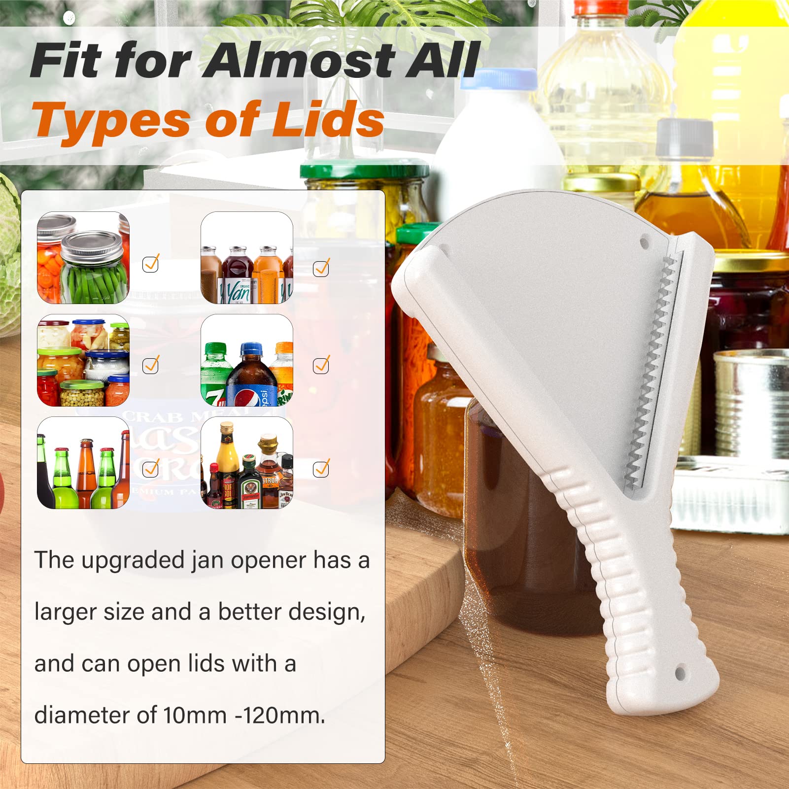 ReneeChef wide-mouth lid-opening demonstrates universal compatibility.