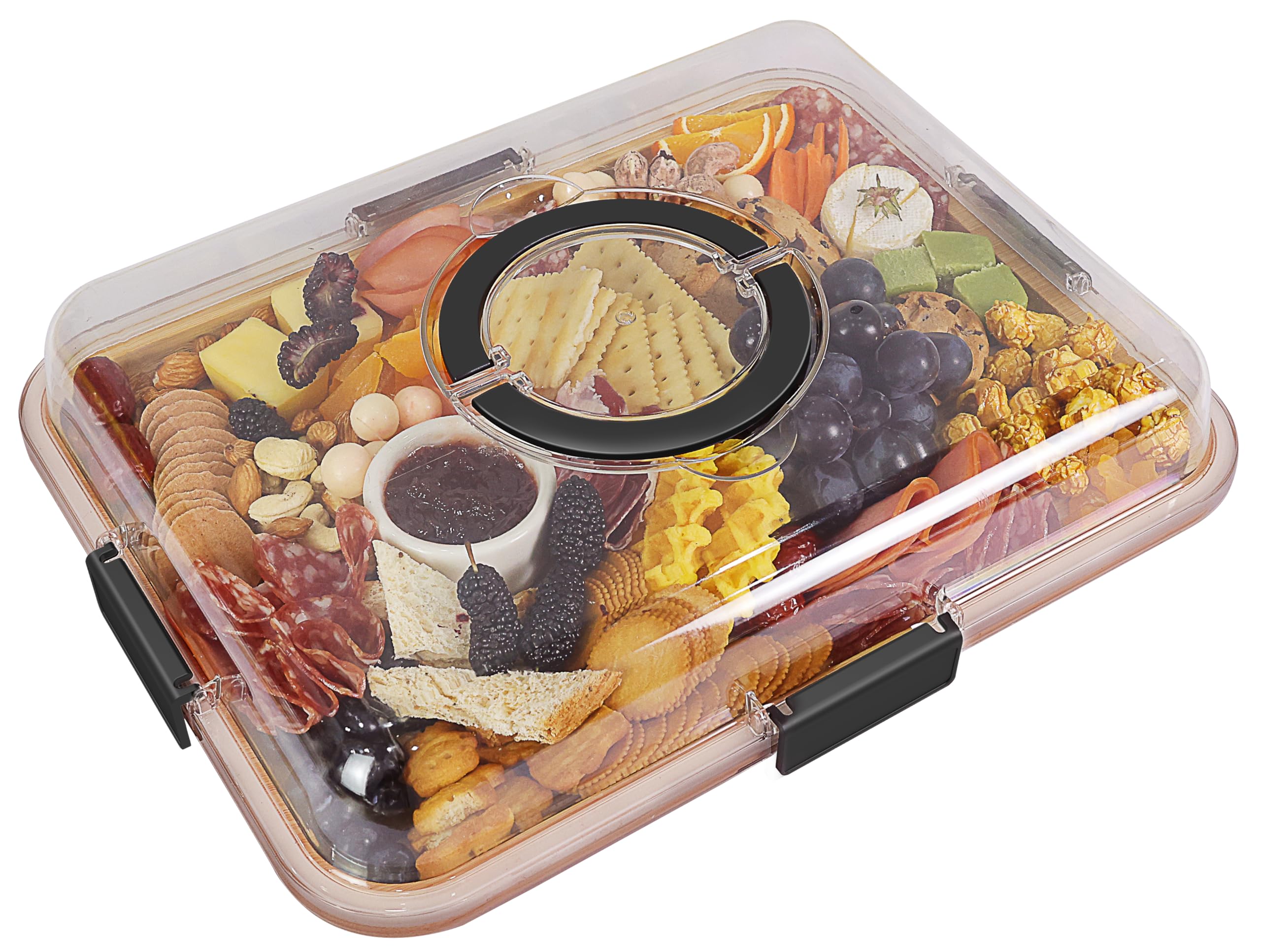 Renmxj charcuterie board with clear lid and dual prep surface for entertaining