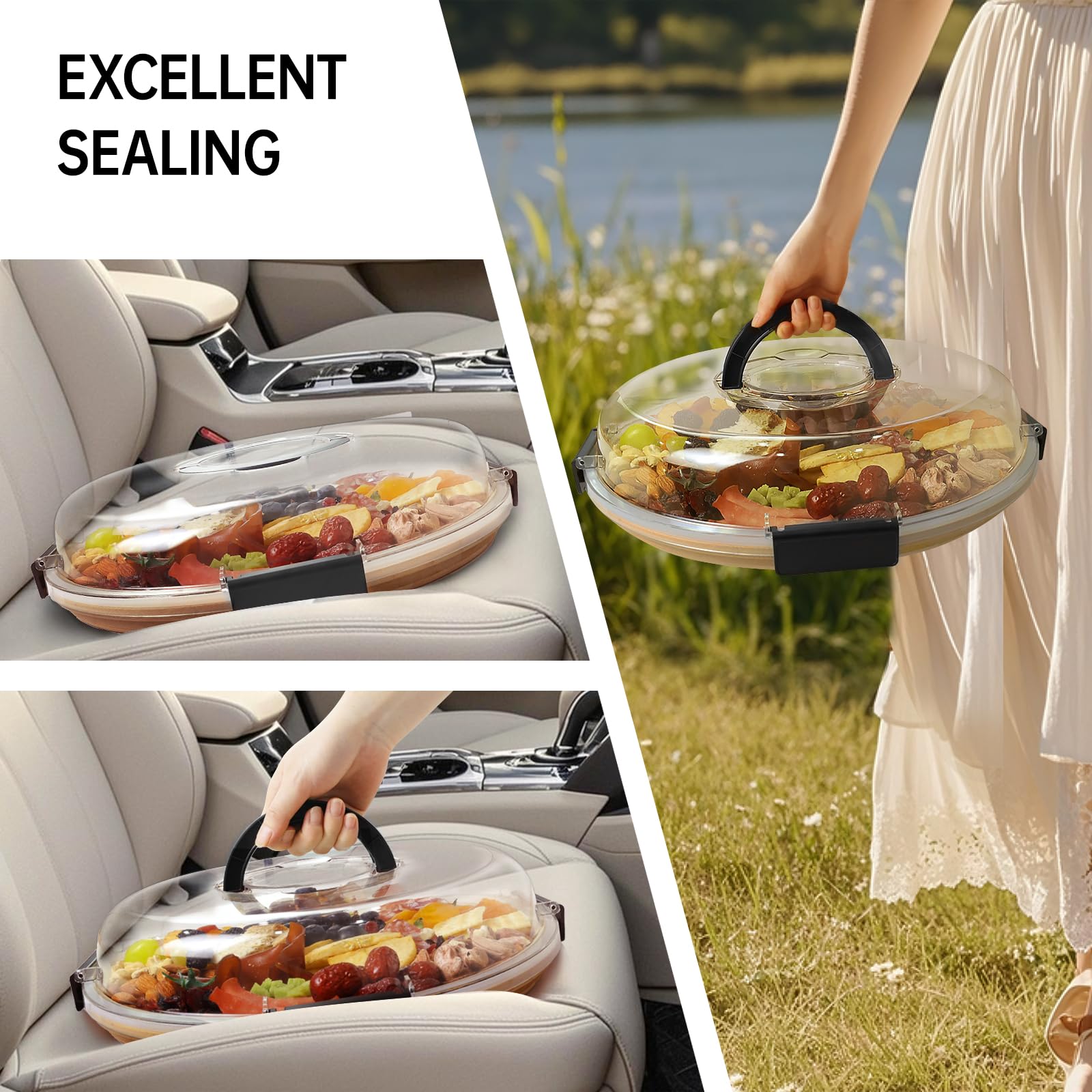 Renmxj bamboo charcuterie board easy-clean surface and dishwasher-safe lid