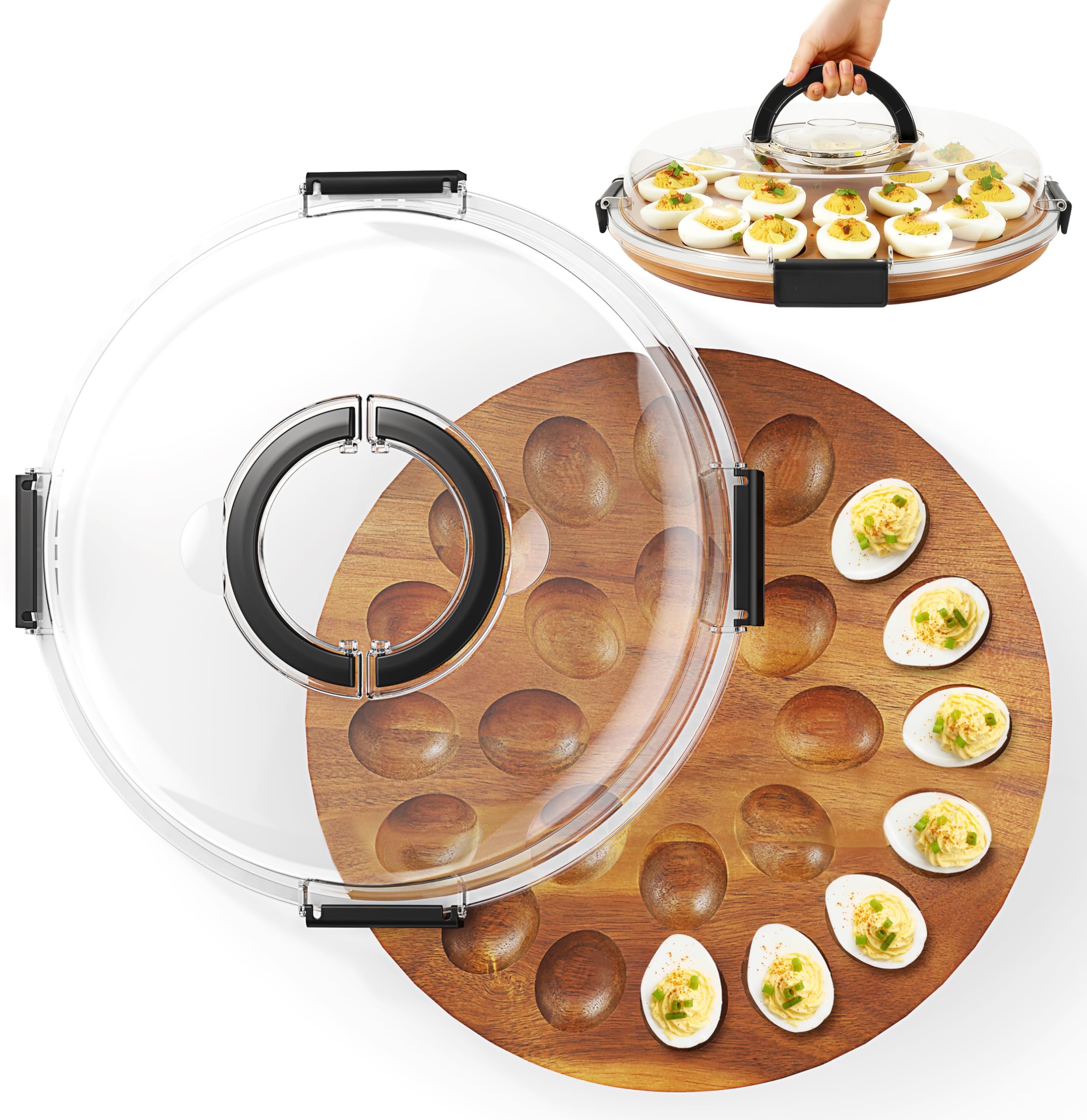 Renmxj 24-slot deviled egg tray for secure transport and presentation