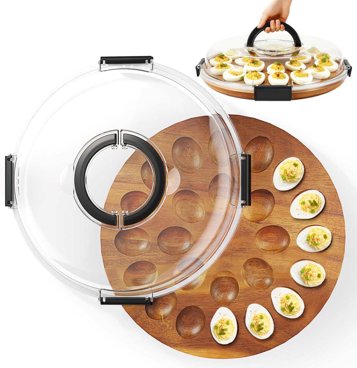 Renmxj 24-slot deviled egg tray for secure transport and presentation