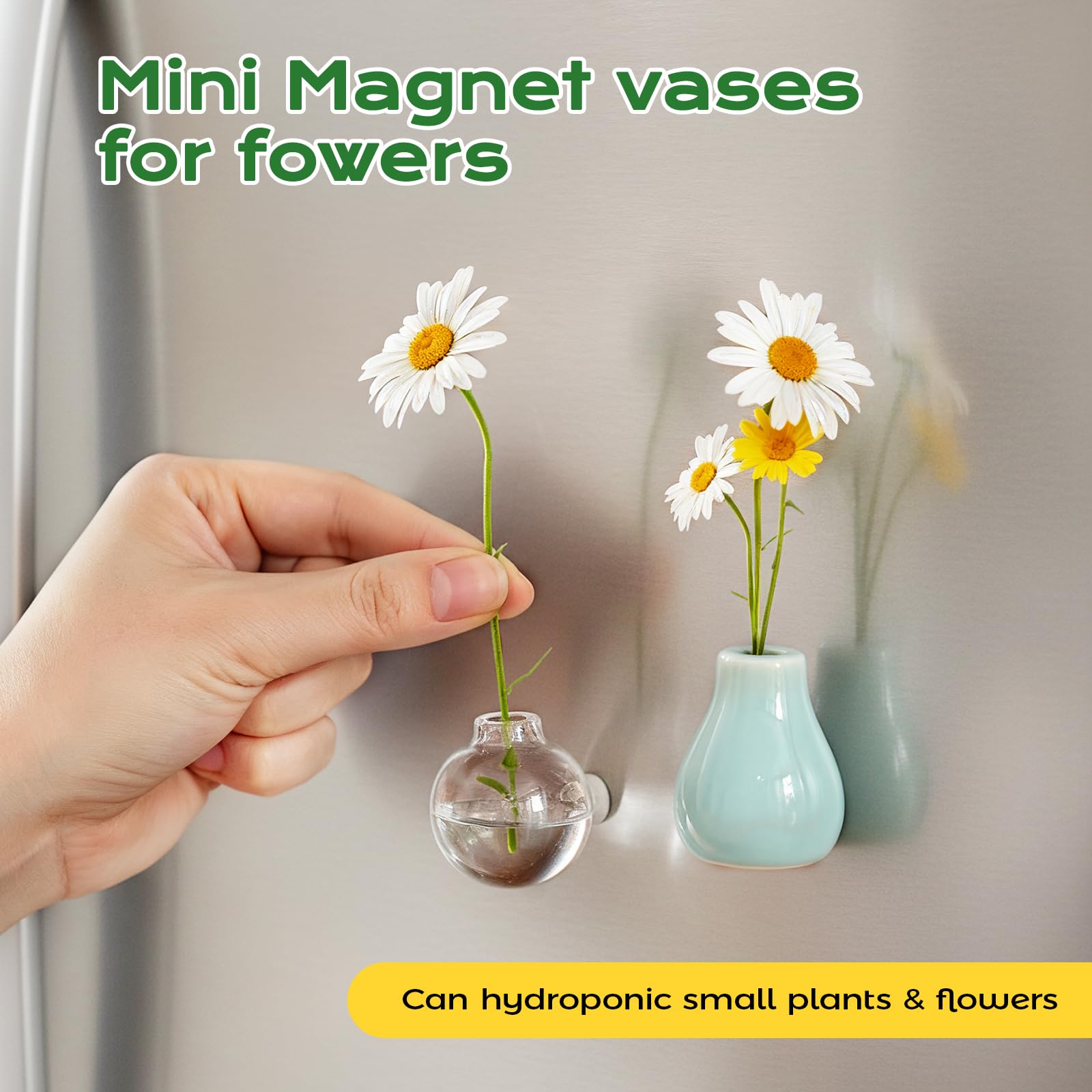 Renmxj mini ceramic vase magnet with heart shape, cute desk decor