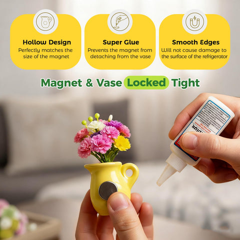 Renmxj mini ceramic vase magnet on fridge, azure teardrop adds color