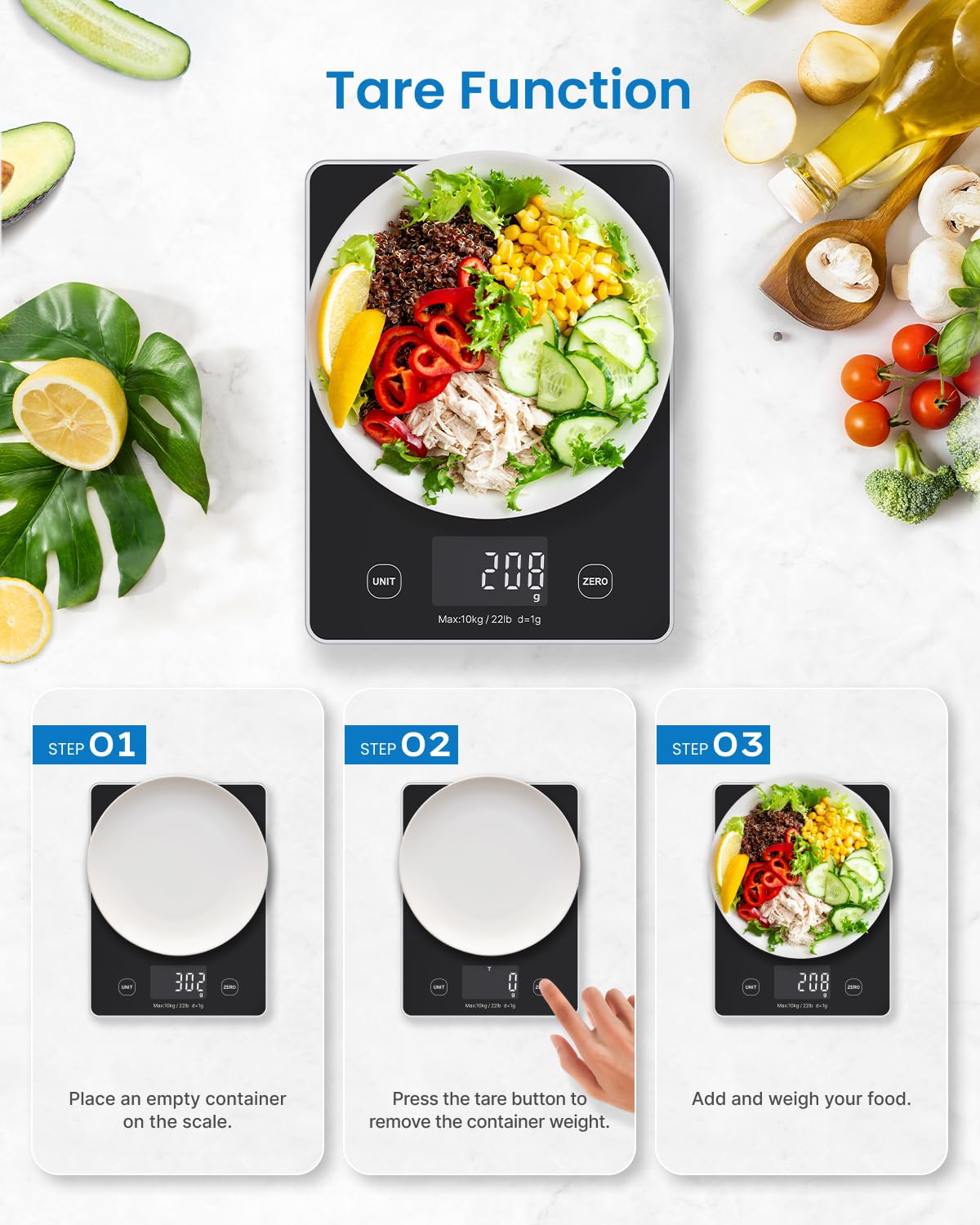 RENPHO coffee timer function showing bean to water ratio