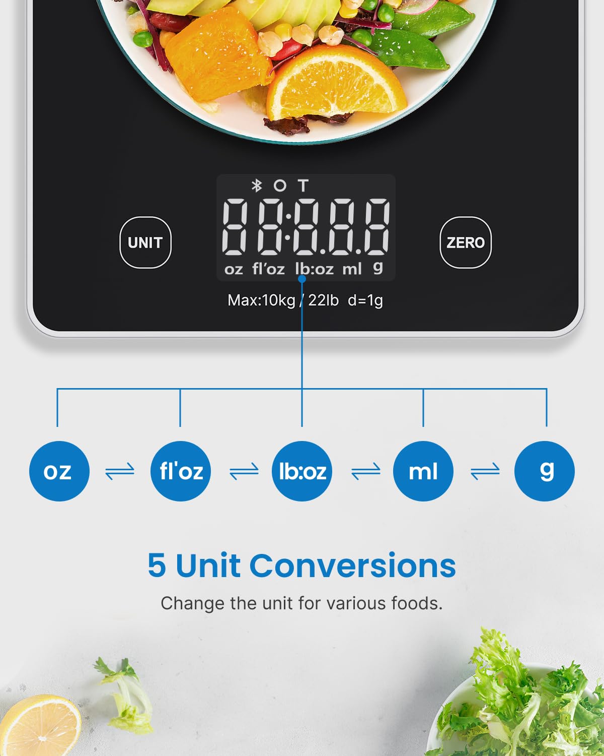 RENPHO unit conversion supports multiple units for flexible cooking