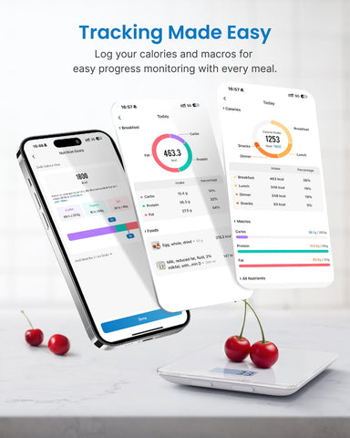 RENPHO scale with app sync to Apple Health for easy nutrition data sharing.
