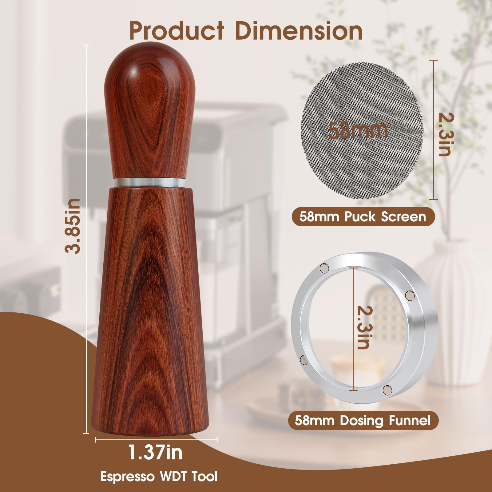 Reoszeank 58mm Breville-compatible kit fits popular 58mm portafilters securely