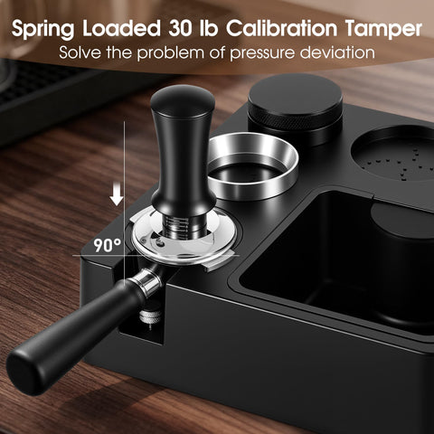 Reoszeank calibrated espresso tamper delivers consistent 30 lb pressure for even compression.