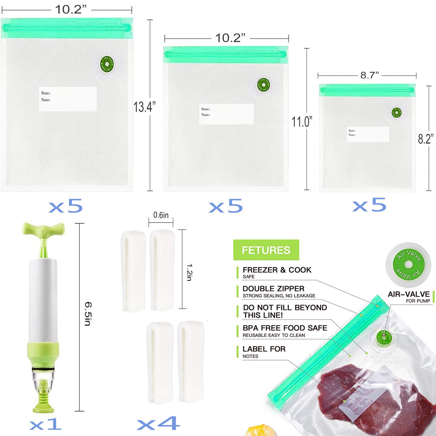 Repinsta sealing clips secure bags during cooking and storage.