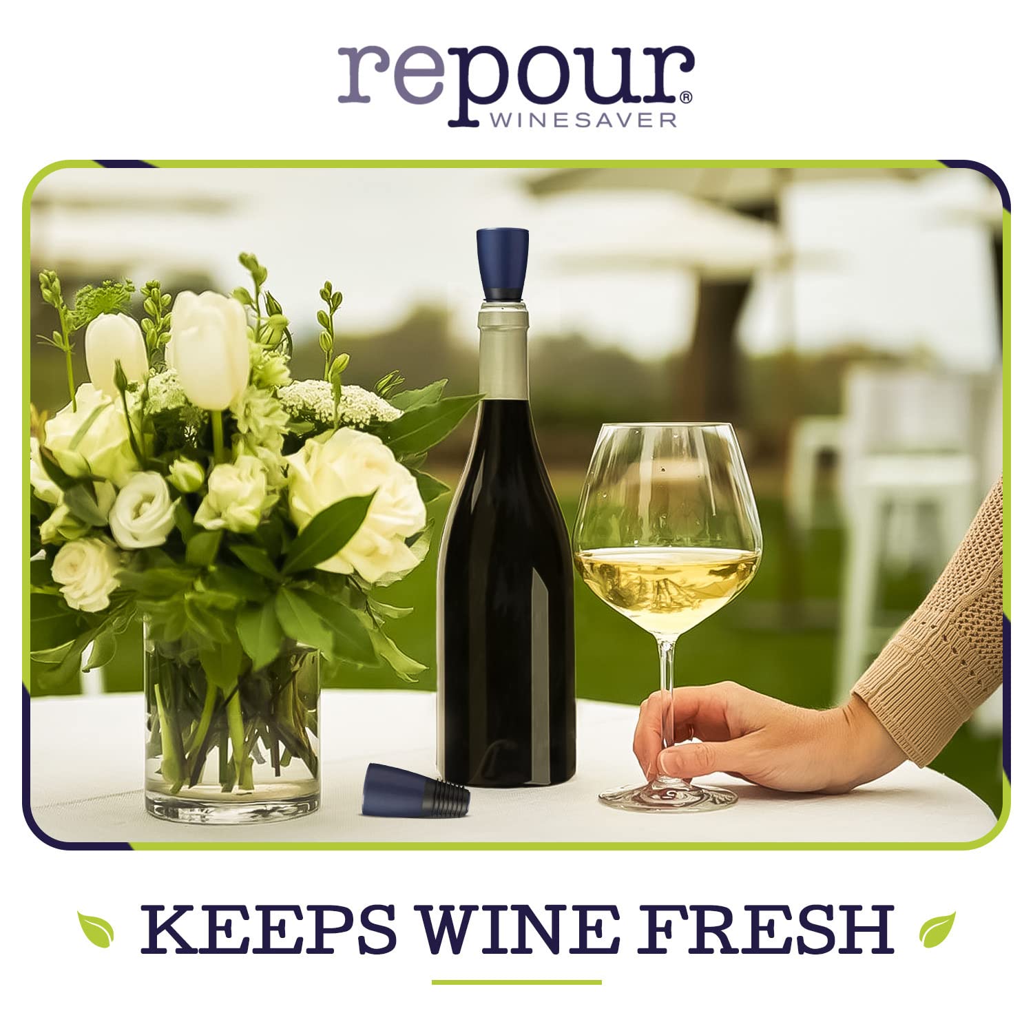 Repour oxygen-removal packet inside stopper extends wine freshness