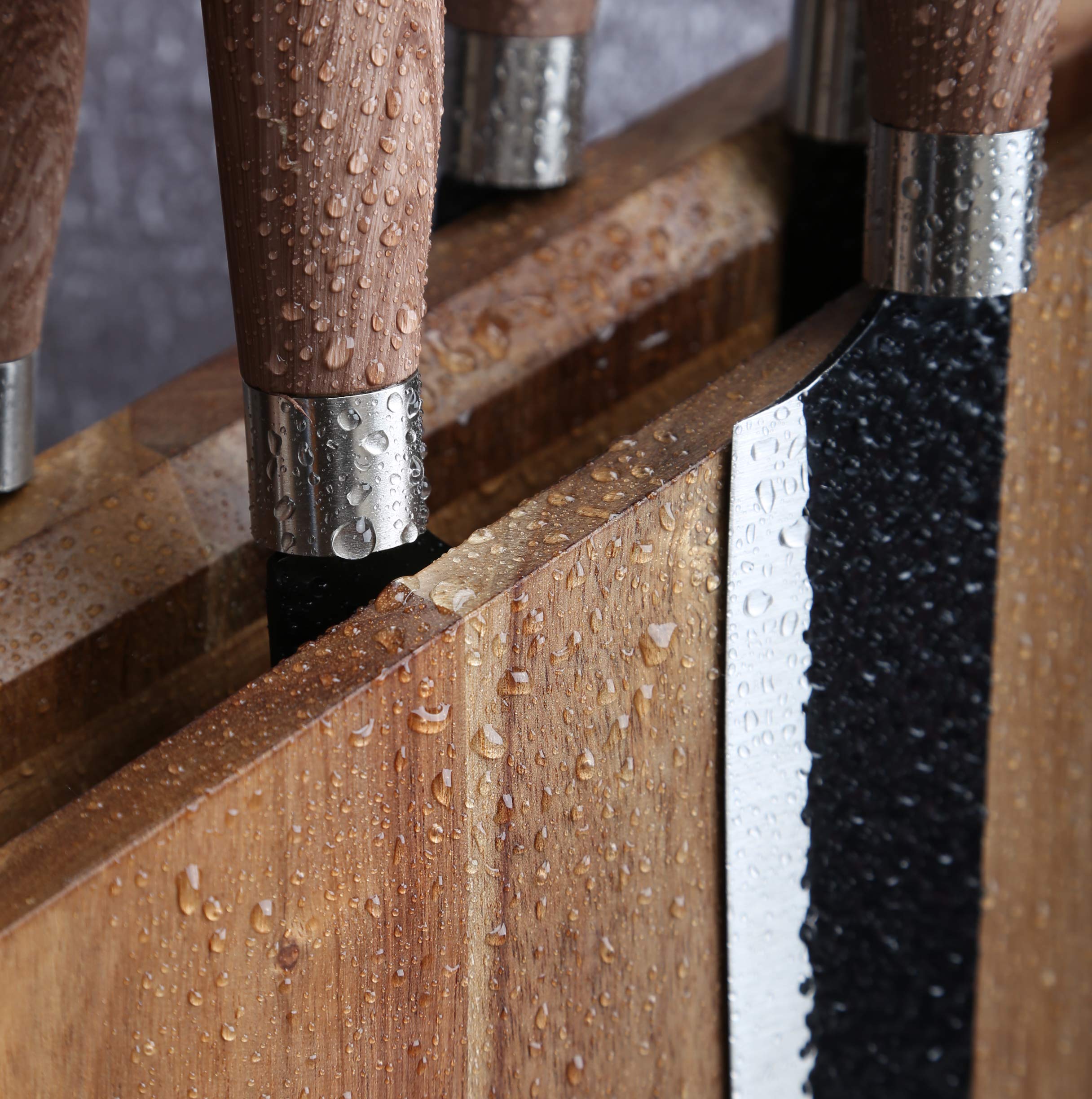 Resafy anti-slip base keeps the block steady on counters.