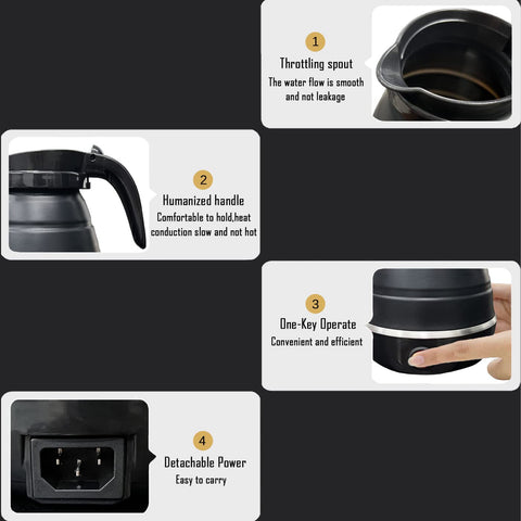 Resgitiati travel kettle detachable power cord for flexible storage