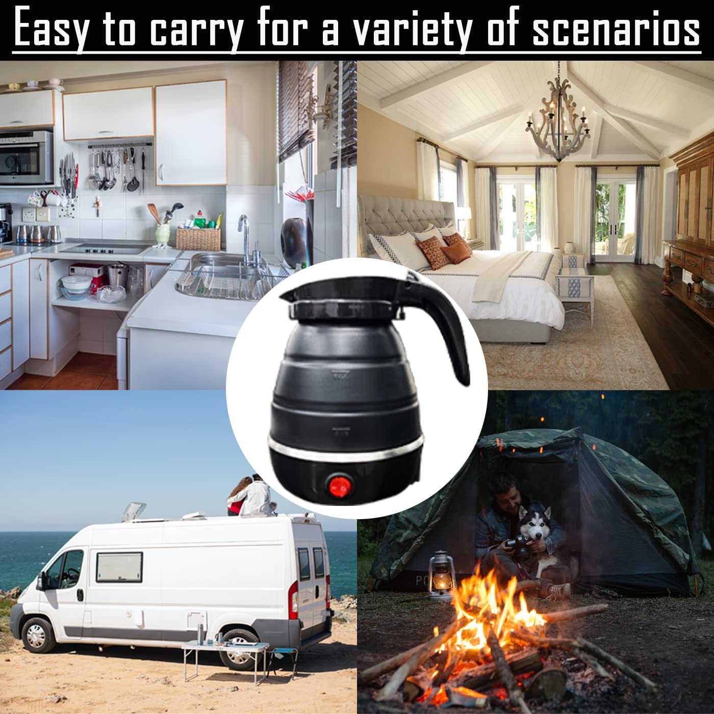 Resgitiati travel kettle heat-resistant handle for comfortable pouring