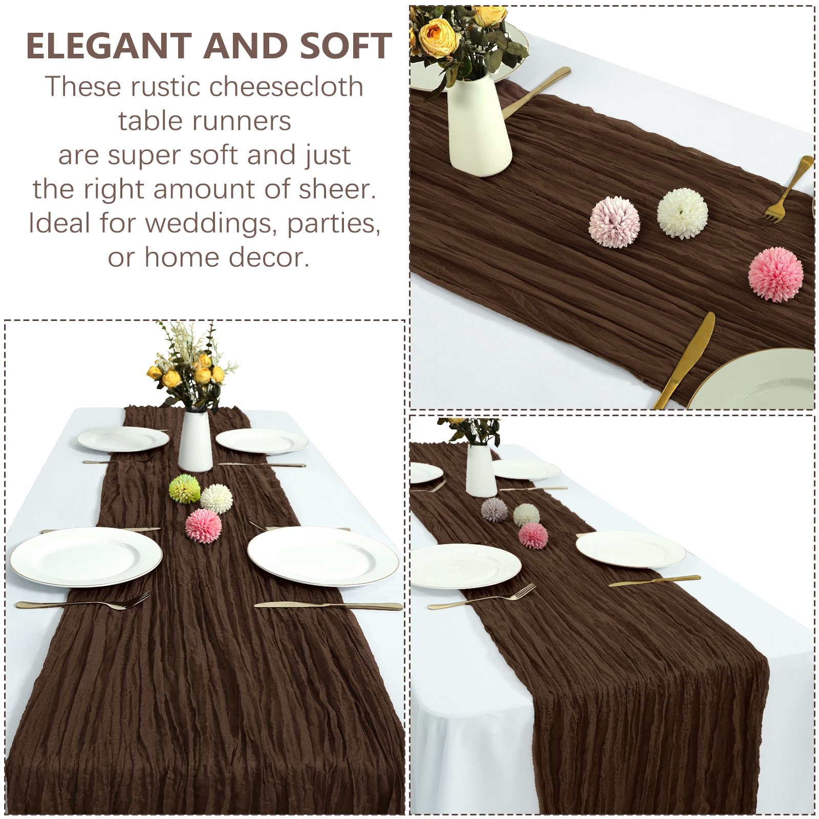 RestfulGlow cheesecloth runner with wrinkled texture for effortless styling and backdrops.