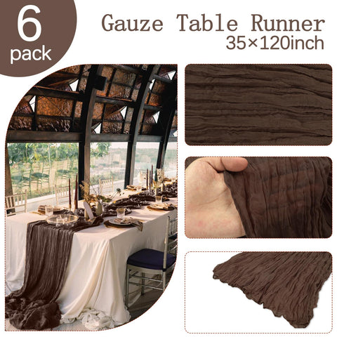RestfulGlow rustic brown runner on a dining table adds warm fall ambiance.