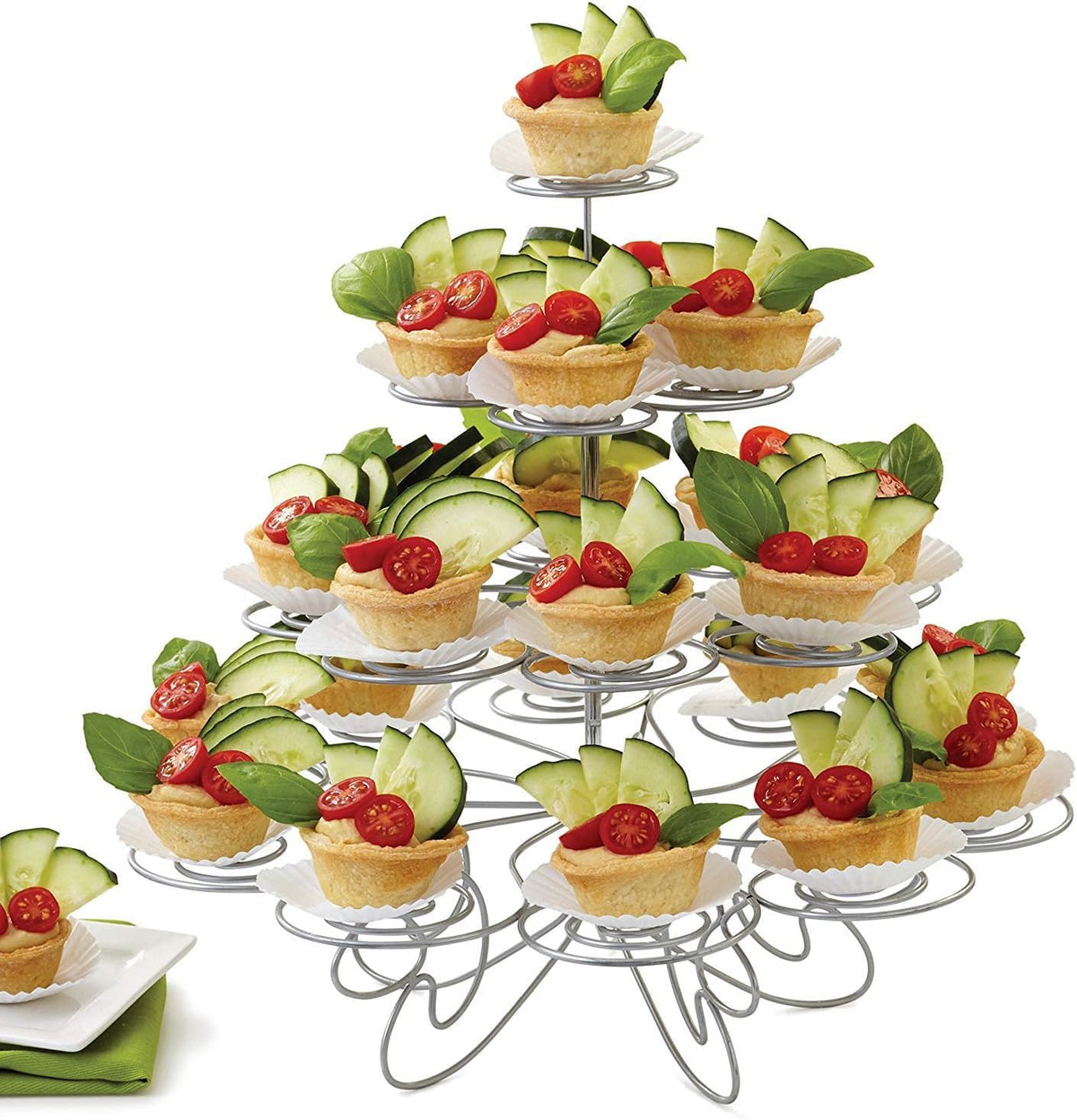 Resulzon 4-Tier Cupcake Stand in assembly view, sturdy setup for party displays.