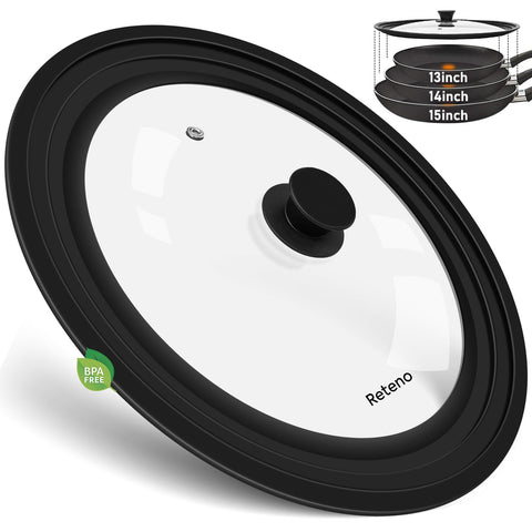 Reteno universal lid 13in for pots with secure fit and easy monitoring.