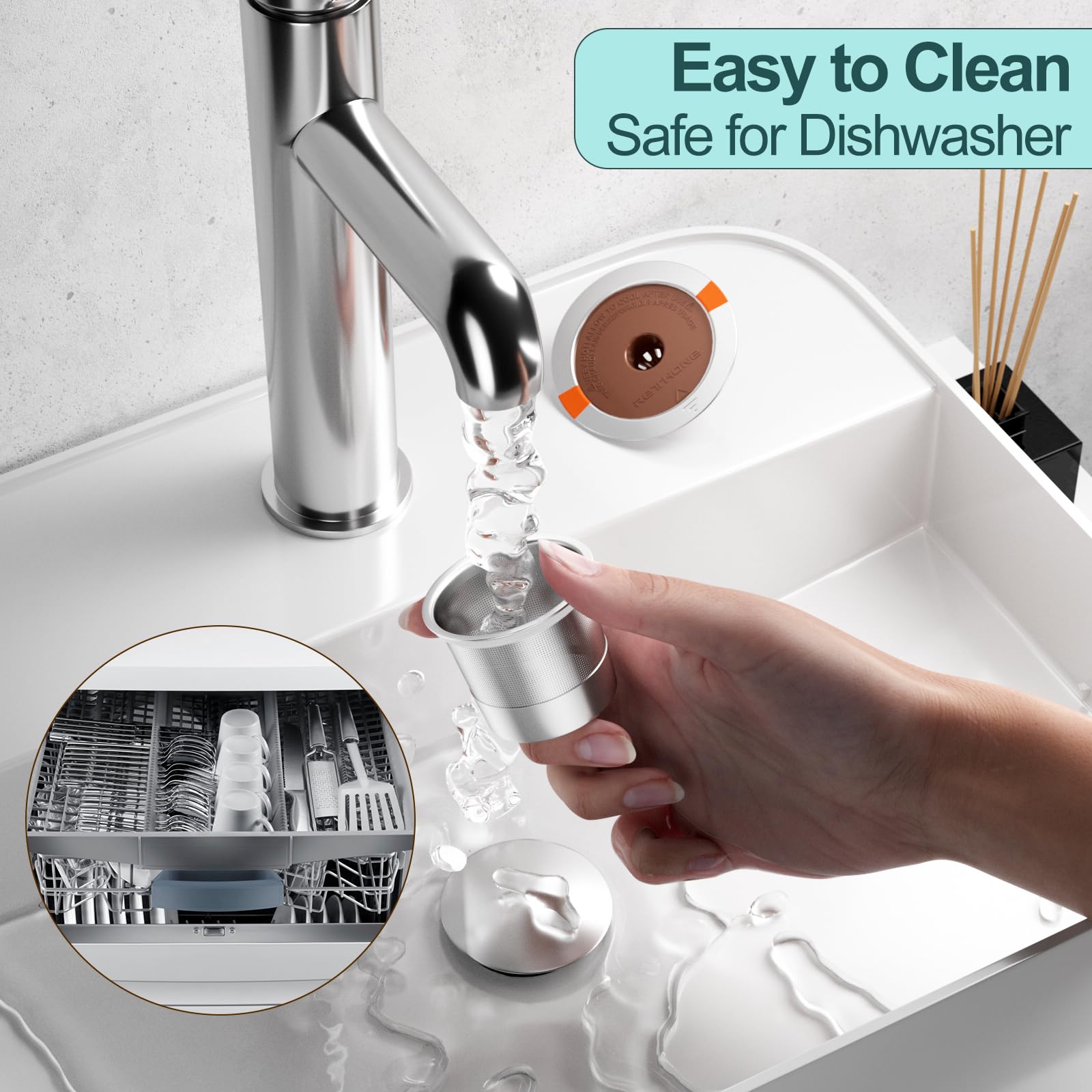 RETHONE eco-friendly reusable coffee pod emphasizing sustainability.