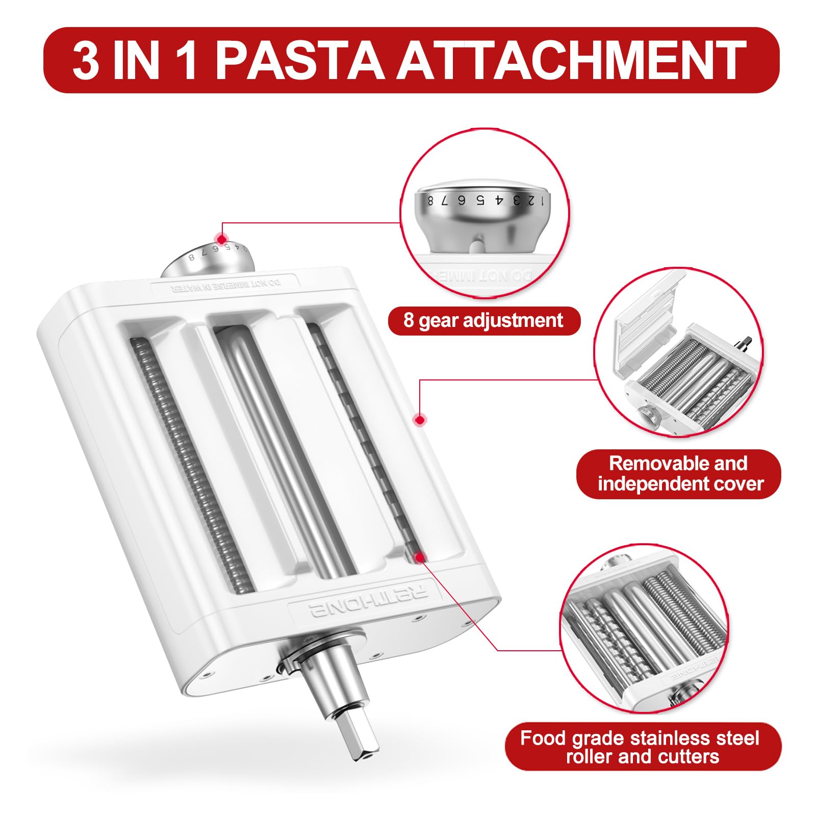 RETHONE pasta maker dough prep visual showing ready-to-roll dough prep