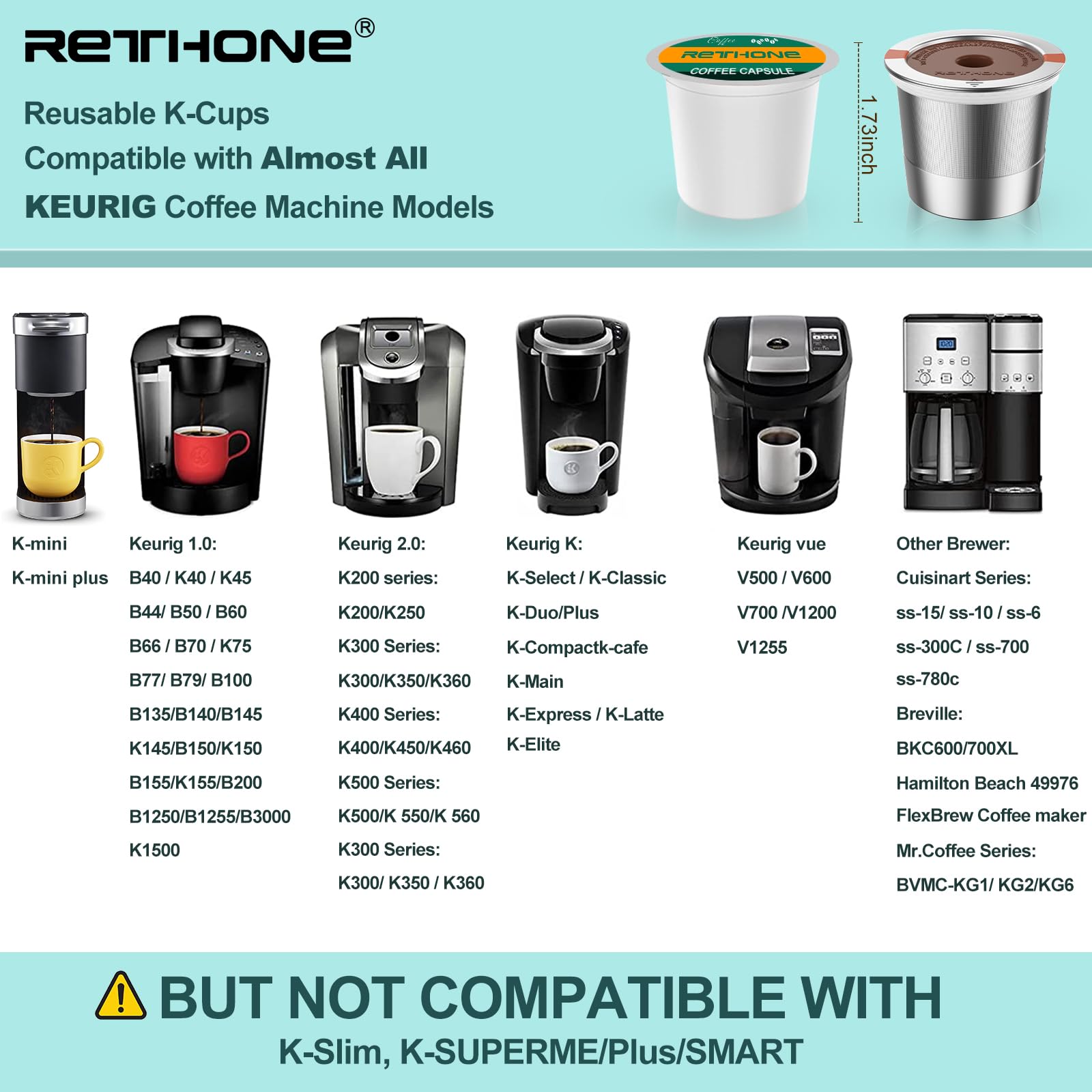 RETHONE K Cup pod showing stainless steel construction for long-term use.