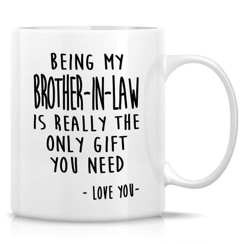Retreez brother-in-law mug front design, ideal for birthdays and playful gifts.