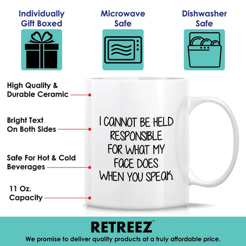Retreez coffee mug features bold text for coworkers, great desk humor.
