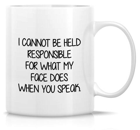 Retreez funny mug shows a face expression when spoken, ideal for playful mornings.