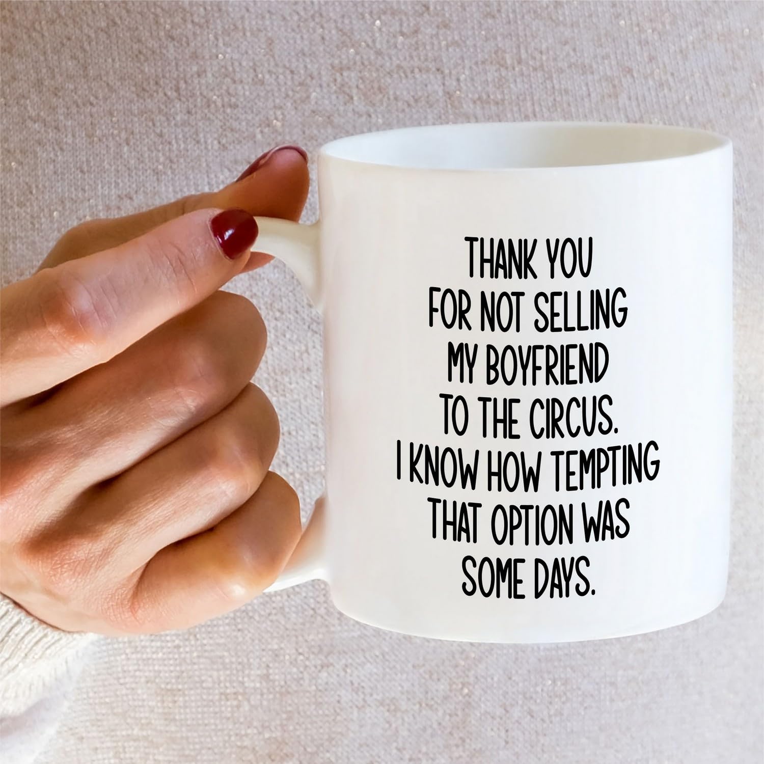 Retreez funny mug boosts smiles during coffee time.