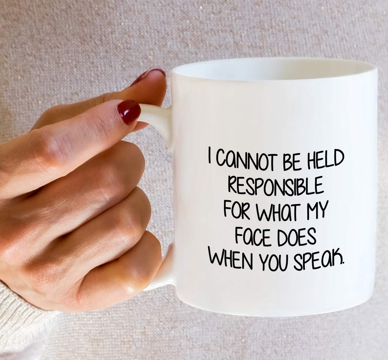 Retreez mug for tea or coffee adds humor to morning routines.