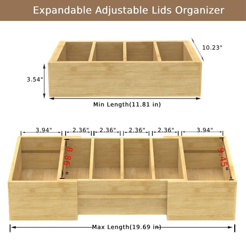 Retro Shaw bamboo lid divider slot showing adjustable setup.